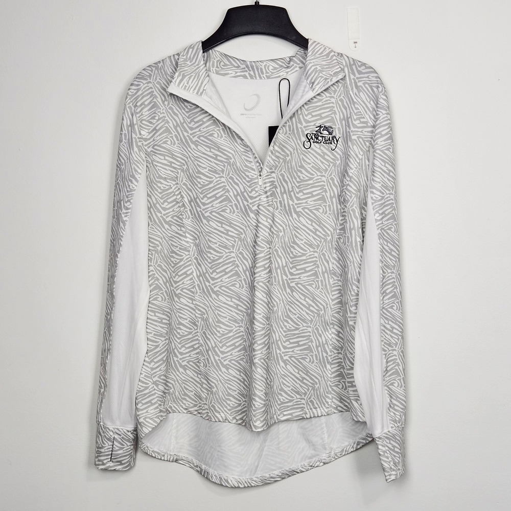 Zero Restriction Golf Pullover Sz L Renae Zip Mock Silver White Zebra Logo